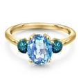 thumbnail image 3 of Gem Stone King 10K Yellow Gold Millennium Blue Mystic Quartz and Blue Diamond Engagement Ring for Women | 2.34 Cttw | Oval 9X7MM | Gemstone Birthstone | Size 5, 3 of 6