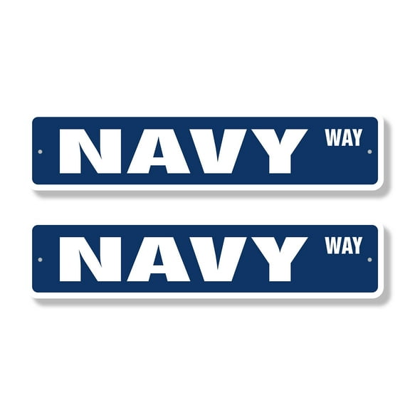 NAVY Classic Street Sign (2 Pack) new road us seals military Road Sign | 4" X 18" Plastic Address Sign