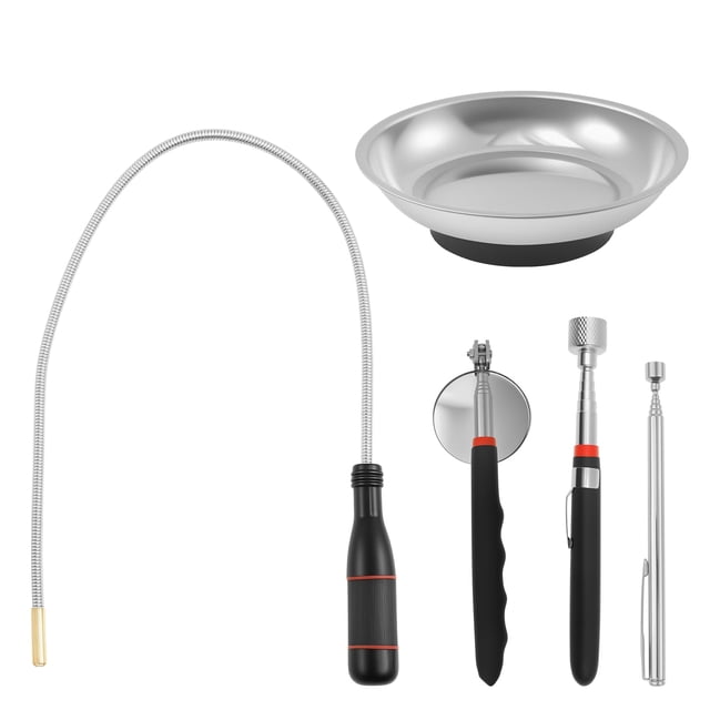 5 Pcs Telescoping Magnetic Pickup Tool Set with Nonslip Grip Extendable Magnetic Pick Up Tool for Men Husband Dad Mechanic Tech Handyman-silver-