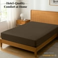 thumbnail image 2 of Lux Decor Twin XL Fitted Sheet Only - Ultra Soft Brushed Microfiber Bottom Sheet, 16” Deep Pocket with 360° Elastic Fit, Wrinkle & Fade Resistant, Brown, 2 of 9