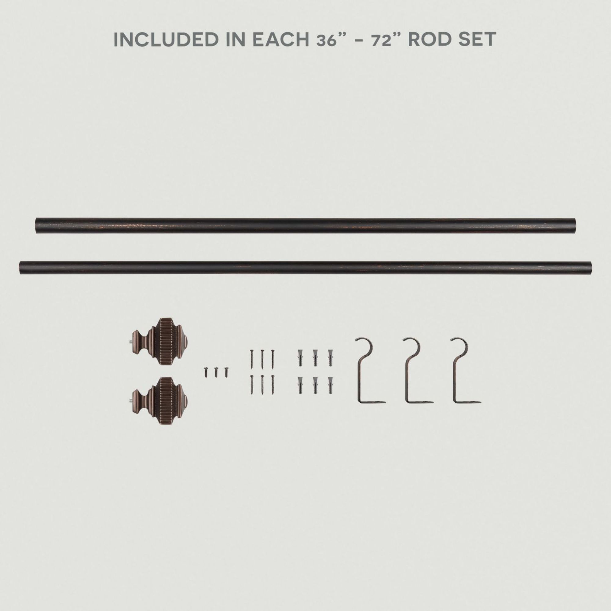 Exclusive Home Rockwell 1" Window Curtain Rod and Finial Set, Adjustable 36"-72", Oil Rubbed Bronze