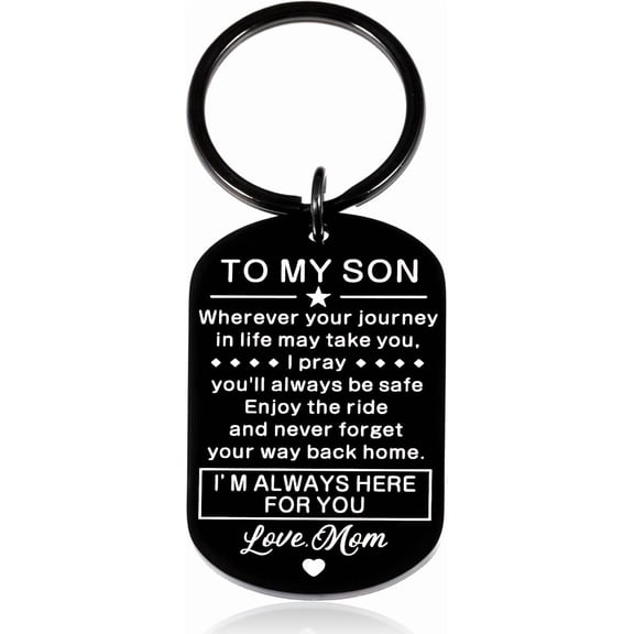 Easter Basket Stuffers for Son from Mom To My Son Keychain Gift for Him Men Back To School Birthday Graduation Christmas Stocking Stuffers White Elephant Gifts