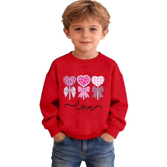 Kiijoy Valentine's Day Sweatshirt for Boys Graphic Print Casual Pullover Top, Sizes 3-4
