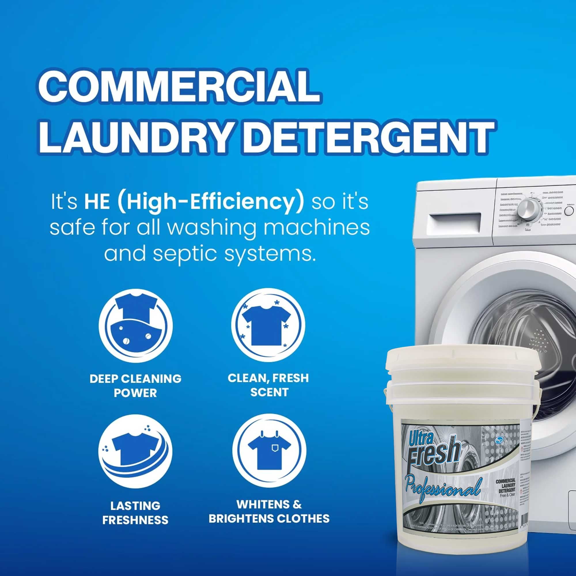 Ultra Fresh® Professional™ Commercial Laundry Detergent, Free & Clear, Pump, 5 Gallons