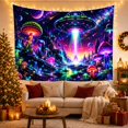 thumbnail image 3 of Moon Stars Alien with Star Strewn Metallic Flying, Mystical Fantasy for Space Lovers, Galaxy Room Decor, Graduation Gift, Tapestry Wall Hanging for Bedroom and Dorm, 3 of 7