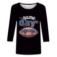 thumbnail image 4 of Mifsaly Plus Size Game Day Shirt Women Glitter Letter Print 3/4 Sleeve Football Tee Loose Comfortable Sport Pullover Team Fans Game Day T Shirts XL, 4 of 6
