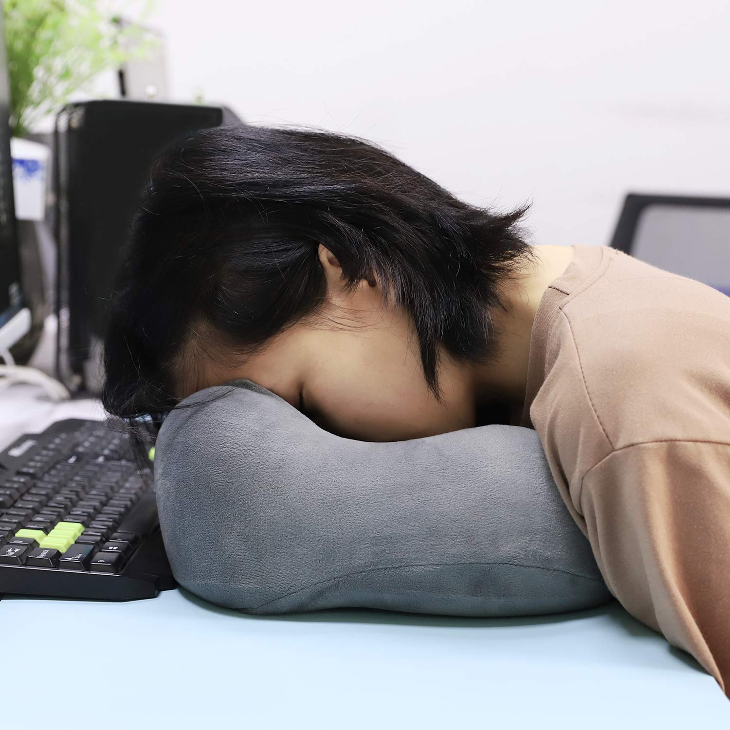 Travel Accessory 100/% Pure Memory Foam Pillow Hifye Memory Foam Travel Pillow Chin in Any Sitting Position Blue Neck Pillow for Pain Relief Sleeping Ideal for Men Women and Kids