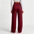 thumbnail image 3 of Womens Straight Leg Sweat Pants With Pockets Wide Leg Sweatpants High Waisted Baggy Interior Drawstring Joggers Wine XL, 3 of 3