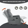 thumbnail image 5 of Massage Chairs Grey Faux Leather Heat Massage Manual Recliner Chair with Rocker and Swivel for Living Room,Living Room Recliners, 5 of 18