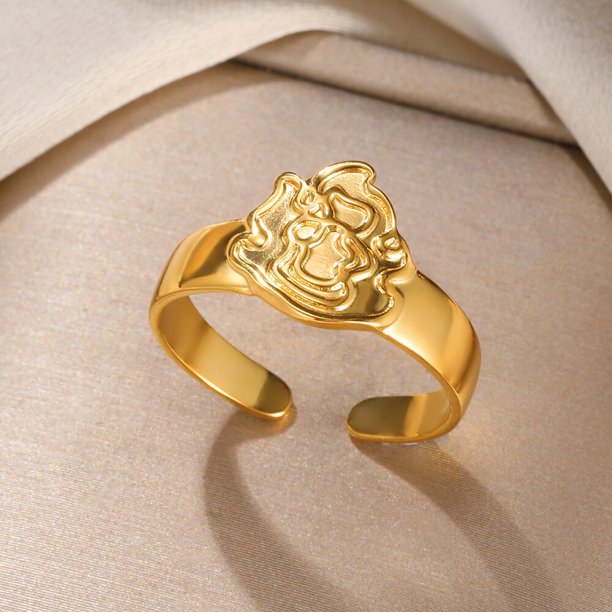 Anillos de acero inoxidable 316L para mujer, anillos anchos con patrón de retrato chapado en oro, accesorios de joyería de calidad de lujo, envío gratis