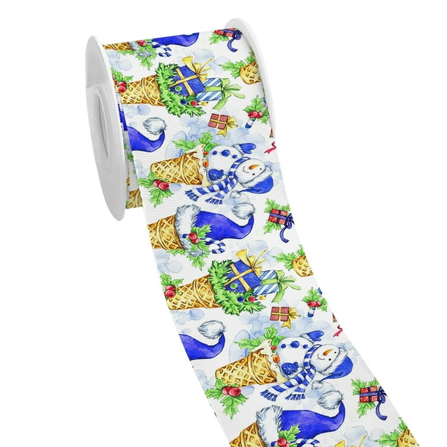 Holiday Merry Christmas Decoration Pattern Printed Grosgrain Satin Ribbon for Gift Wrapping Hair Bow Craft Accessory 50 Yards Jiayi