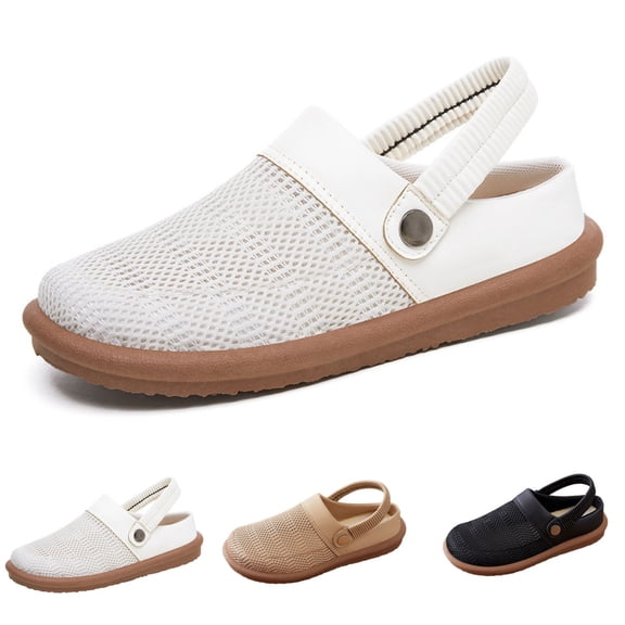 CAIXAI Wide Toe Box Sneakers Women Arch Support Sneakers Women Casual Slip-On Walking Shoes for Women Mesh Knitted Mary Jane Flats Women Hands-Free Sports Shoes