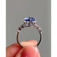 thumbnail image 4 of 14K White Gold Plated 2Ct Oval Cut Simulated Blue Sapphire Women's Halo Wedding Ring, 4 of 4