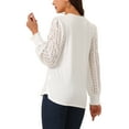 thumbnail image 3 of INSPIRE CHIC Women's Lace V Neck Long Sleeve Simple Casual Tops Fall Winter Fashion T Shirt, 3 of 4