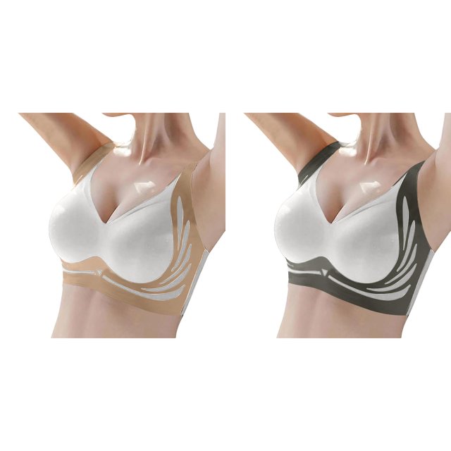 (2-Pack) Rinsvye Womens Lift Bra Small Bust Gather Underwire Seamless Soft Support Bra Backless Shapewear