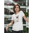 thumbnail image 2 of Cute Pug Dog, Doggy T-Shirt Women -Image by Shutterstock, Female Medium, 2 of 4
