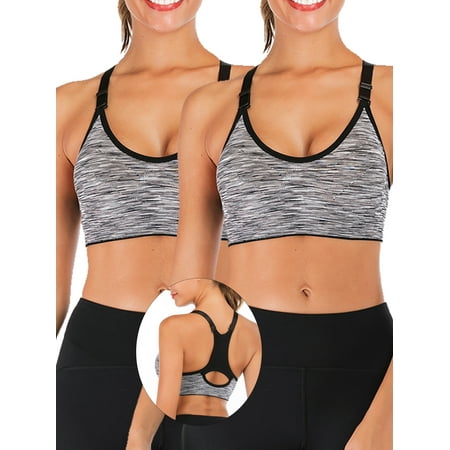 

2 pack Women Sports Bra Wireless Bra Racerback Sports Bra Women s Racerback Compression Sports Bra Seamless Padded Yoga Sports Casual Crop Tops