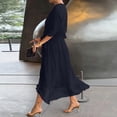 thumbnail image 6 of Women’s V Neck Midi Dress with Kimono Sleeves and Waist Tie Loose Fit Lightweight Flowy Casual Style for Daily Wear Black L, 6 of 6