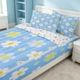 thumbnail image 2 of Erosebridal Cartoon Floral Zipper Twin Comforter Sets with Fitted Sheet and 2 Pillowcases, Cute Blossom Zipper Bedding Set, Stars Reversible, Sky Cream Daisy, Stars Reversible, 2 of 7