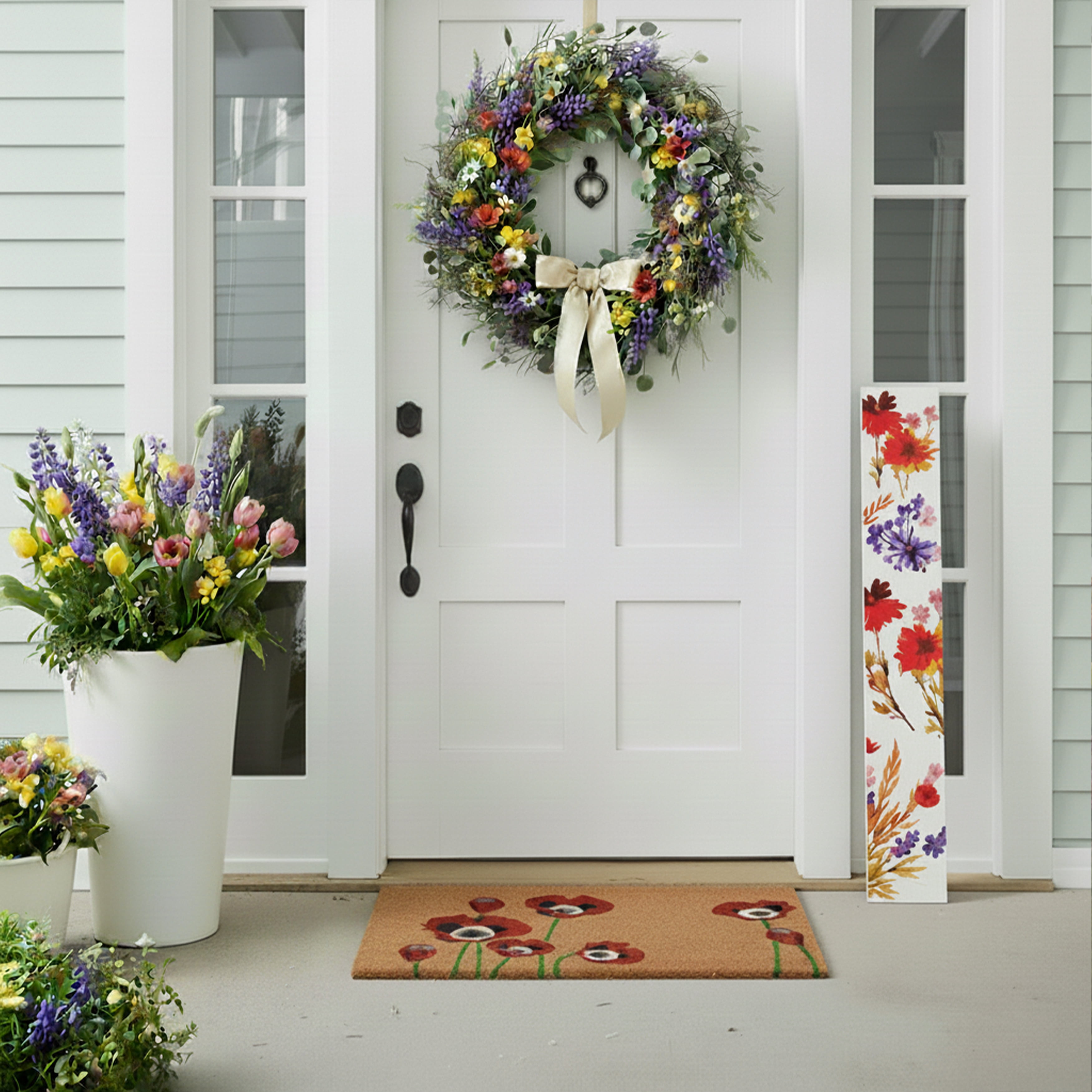 Calloway Mills 118165907 Wildflower White Hello Porch Leaner, 59" x 7.25"