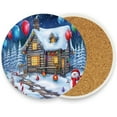 thumbnail image 2 of Christmas Snowman Landscape Coasters Absorbent Moisture Non-Slip Drink Coaster Ceramic Stone with Cork Base Desktop Protection Prevent Furniture Damage 4PCS Home Decor, 2 of 6