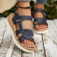 thumbnail image 5 of Yyuenw Women’s Open Toe Multi Band Wedge Sandals Lightweight PU Casual Outdoor Holiday Shoes, 5 of 9