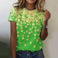 thumbnail image 2 of Wang6 St Patrick's Day Shirts for Womens Irish Shamrock Crew Neck Short-Sleeve Graphic Tees Casual Crew Neck Loose Printed T-Shirt Gold L, 2 of 4