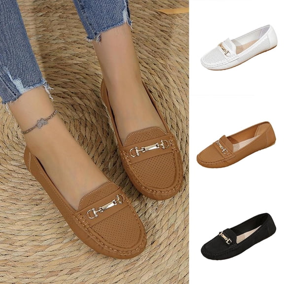 GERsome Women's Ballet Flats Shoes Comfort Slip-On Round Toe Loafers Casual Dressy Work Shoes, Khaki Size 5.5
