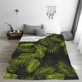 thumbnail image 5 of Honeii Tropical Palm Leaves Fern Leaf Print Fleece Blanket - Throw Blanket for Bed, Sofa, Couch, Camping, and Travel , Microplush Ultra Soft Warm Blanket-60"x50", 5 of 7