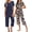 Black_Flowers, Navy Blue, variant on 2 Pack Womens Pajamas Sets Short Sleeve Pj Tops and Capri Pants Print Loungewear