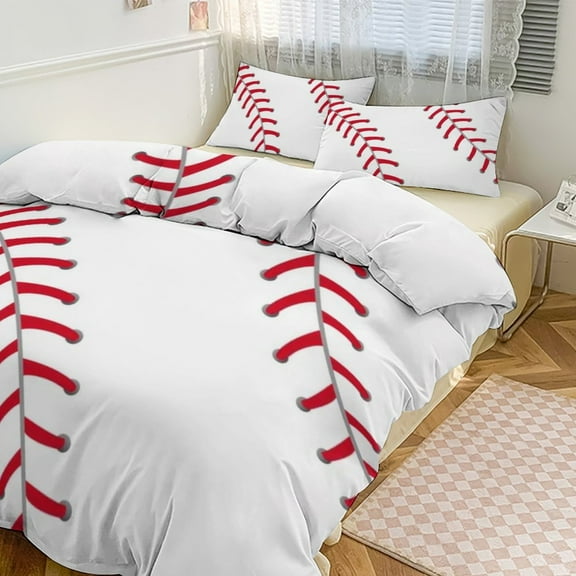 3 Pcs Soft Bedding Set, Includes 1 Duvet Cover with Zipper And 2 Pillow Shams,Baseball Fence Twin(86"x70")
