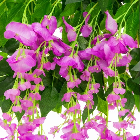 Best Choice Products 3.6ft Artificial Silk Wisteria Vine Hanging Flower Rattan Decor for Weddings and Events Home 12 Pack,