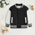 thumbnail image 2 of CAICJ98 Toddler Baby Boy Girl Baseball Jacket Y2k Varsity Kids Bomber Jackets Boys Girls Color Block Button Letterman Jackets (Black,9-10 Years), 2 of 4