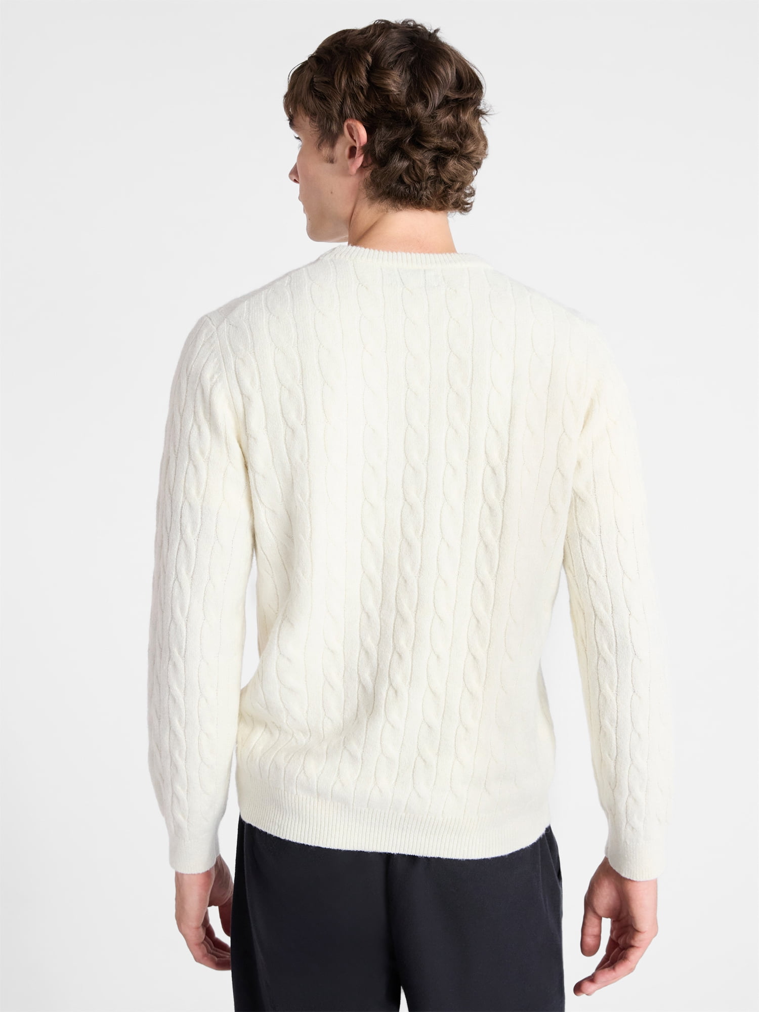 Free Assembly Men's Classic Cable Knit Sweater, Sizes XS-3XL