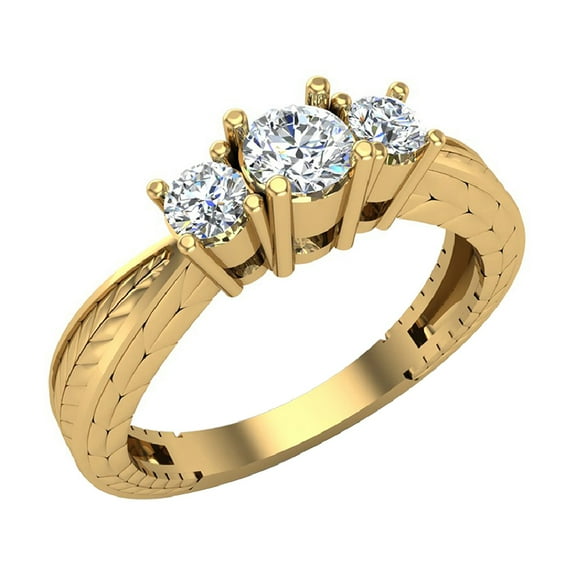 3/8 CTW Past Present Future Engraved Three Stone Diamond Engagement Ring 14K Gold