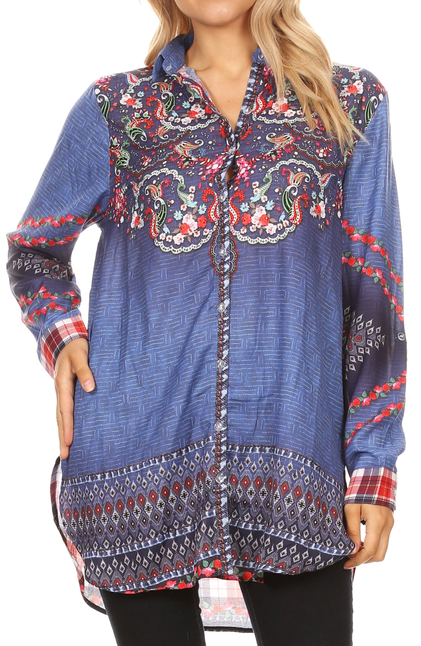 Sakkas J55Long - Women's Long Sleeves Button Down Spring
