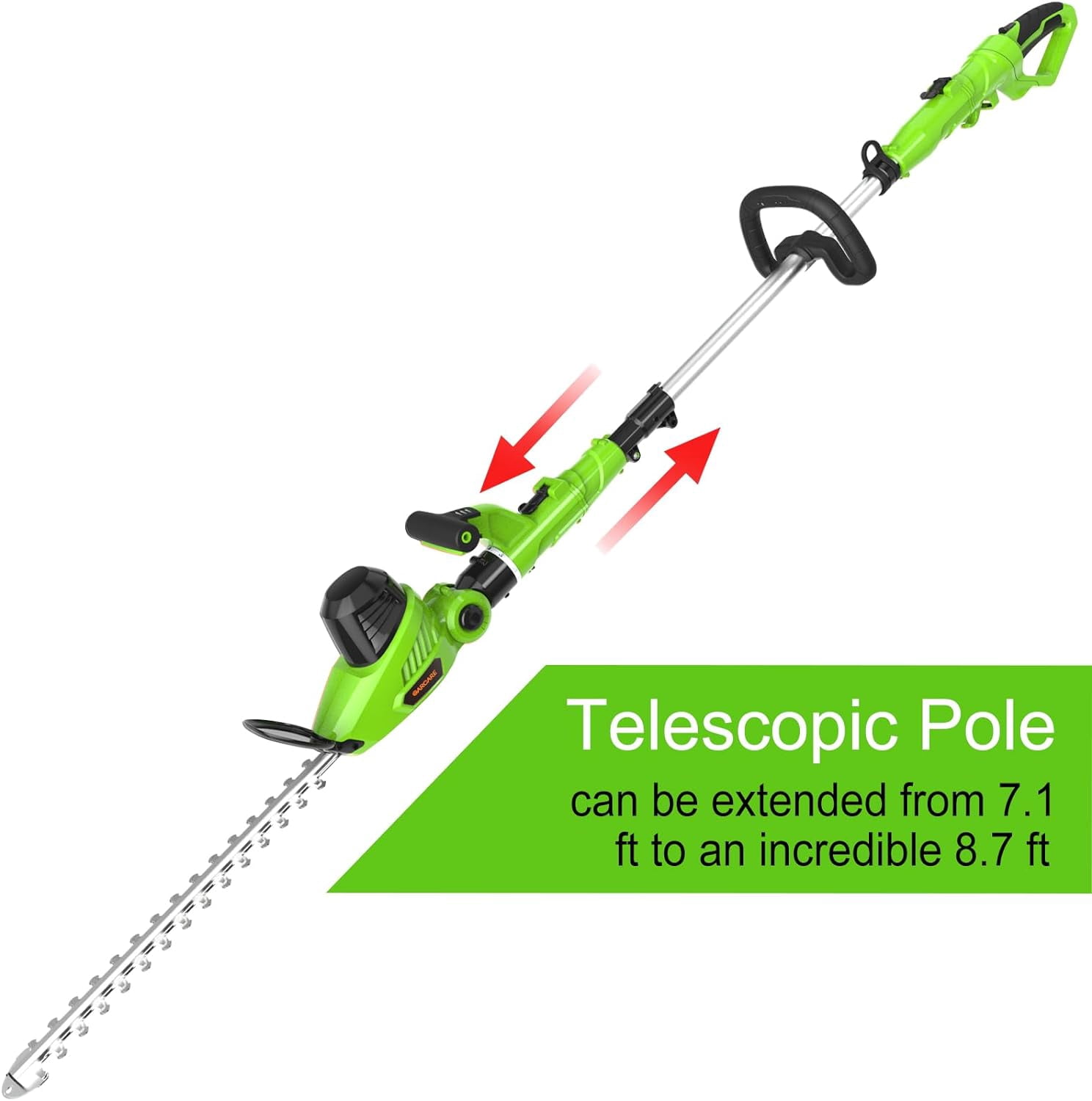 GARCARE 2 in 1 Electric Pole Hedge Trimmer, Corded Trimmer with 18 inch Dual-Action Laser Blade, 4.8Amp, 600W