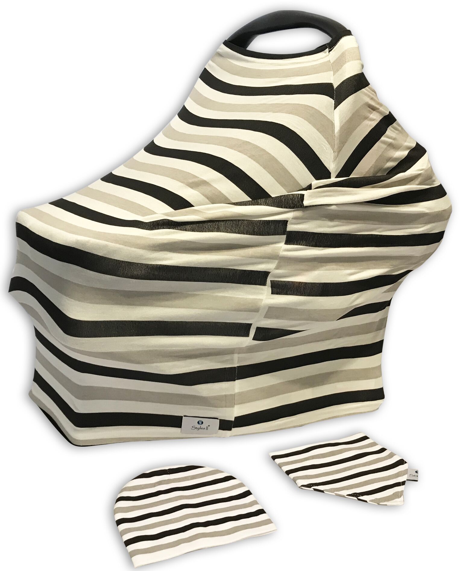 Styles II Nursing Cover Set - Car Seat Canopy, Shopping Cart, High Chair, Stroller & Carseat Cover for Boys & Girls - Multi Use Breastfeeding Cover - Includes Nursing Cover, Bib & Baby Hat Beanie Cap
