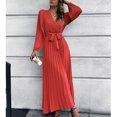 thumbnail image 3 of Ropa de mujer,Vestido largo de mujer Vestido largo plisado en V Vestido plisado Diseñado con precisión, 3 of 5
