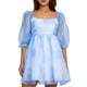 thumbnail image 1 of Vestido de princesa de tul con mangas abullonadas de Tsseiatte para mujer, minivestido de hada con teñido anudado y hombros descubiertos, vestido de fiesta de noche de corte A, 1 of 8