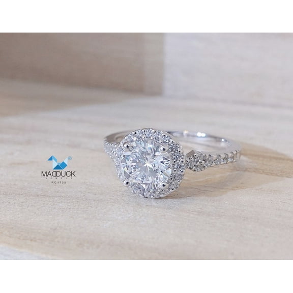 1 cts. Cubic Zirconia / Sterling Silver 925 Ring / Rhodium plated Nickel-Free / MadDuckJewels RG1735 / Thailand Jewelry