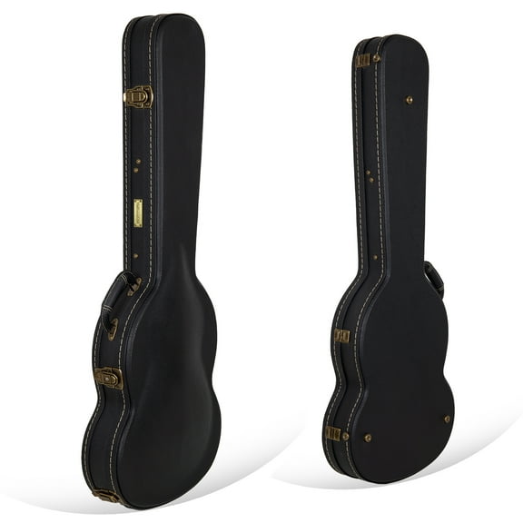 Crossrock Wooden Guitar Case -Fits PRS SE Standard solid body Guitars -Vintage Hardware, Sponge Lining, Metal Feet, Storage Space-Black