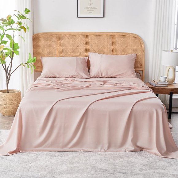 Sijo AiryWeight Tencel Sheet Set, 100% Lyocell Derived from Eucalyptus, Buttery Soft, Architectural Digest 2022 Best Cooling Sheets Winner, 1 Top Sheet Only (Blush, Full/Queen)
