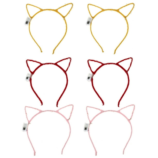 EeaseMX 6 diademas con forma de orejas de gato brillantes y variadas, con forma de cuerno y parpadeantes.