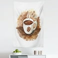 thumbnail image 1 of Tea Tapestry, Hot Freshly Brewed Espresso Cup Cappuccino Latte Drinking Sketch Cafe Theme, Fabric Wall Hanging Decor for Bedroom Living Room Dorm, 5 Sizes, Pale Caramel White, by Ambesonne, 1 of 1