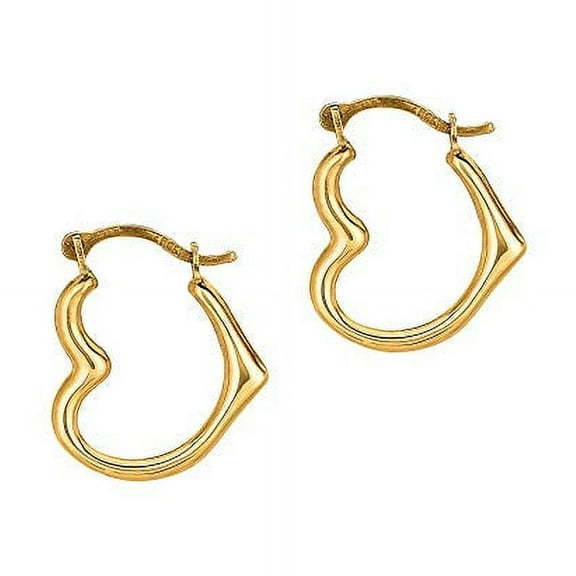 JEWELSTOP DESIGNER JEWELRY FOR LESS Yellow Gold Heart Hoop Earrings, 10K, Gold, 15 mm x 13 mm