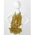 thumbnail image 3 of Yartina Girls Sparkly Sequined Tiered Halter Dance Dress Backless Leotard Tutu Skirt Gold 4, 3 of 7