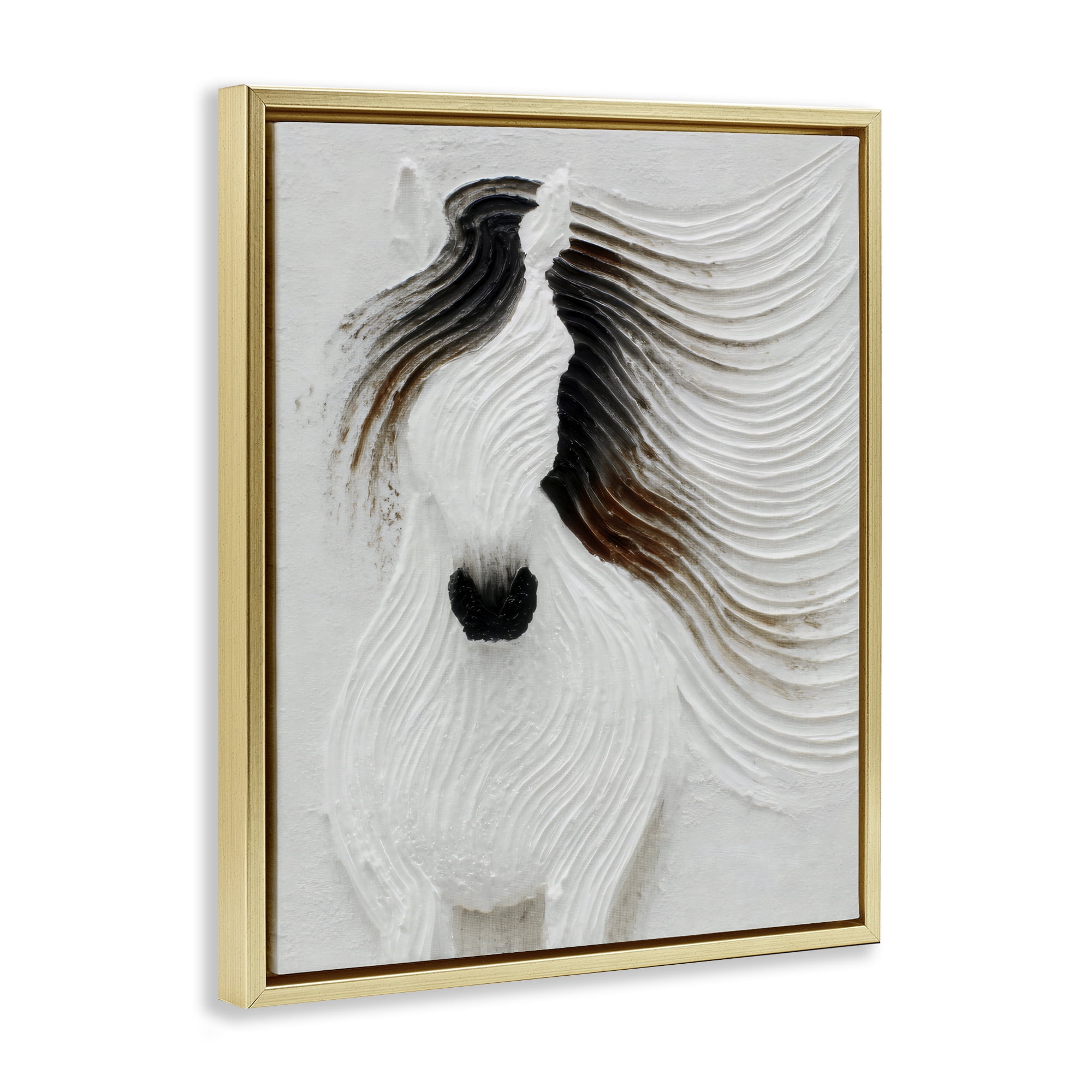 Stupell Industries Grooved Horse in Flowing Motion Gold Framed Floater Canvas Wall Art, design by Ink Drop Loft