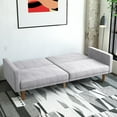 DHP Paxson Futon with USB Port, Convertible Sofa Bed, Light Gray Linen