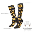 thumbnail image 4 of Rateoe Royal Blue Plaid Sunflower Pattern Women’s Knee High Crew Socks,Trouser Socks Comfortable, Breathable, Moisture-Wicking and Soft, 4 of 6